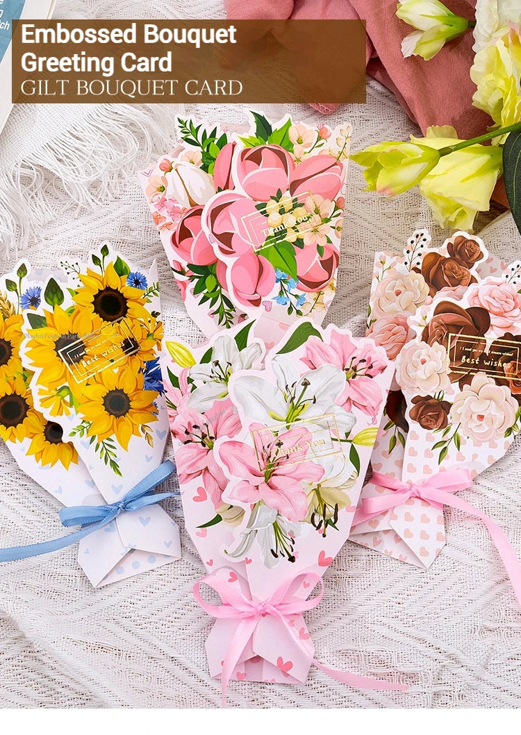 Floral Thank You Cards - Beautiful Carnation Greeting Cards Set (10 Pack)