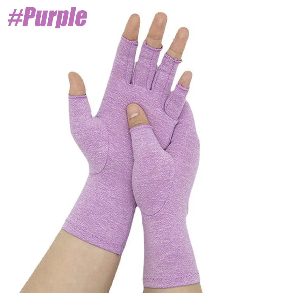 GOMOREON 1Pair Arthritis Gloves Women Men, Carpal Tunnel, Rheumatiod, Tendonitis, Fingerless Hand Thumb Compression Gloves