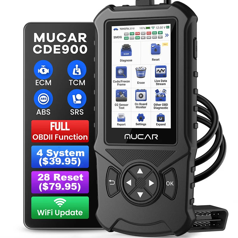 MUCAR CDE900 OBD2 Scanner - Professional Car Diagnostic Tool with Lifetime Updates