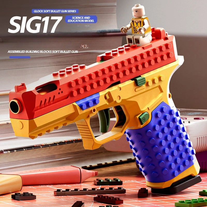 Building Block Toy Pistol - Airsoft Blowback Gun for Kids