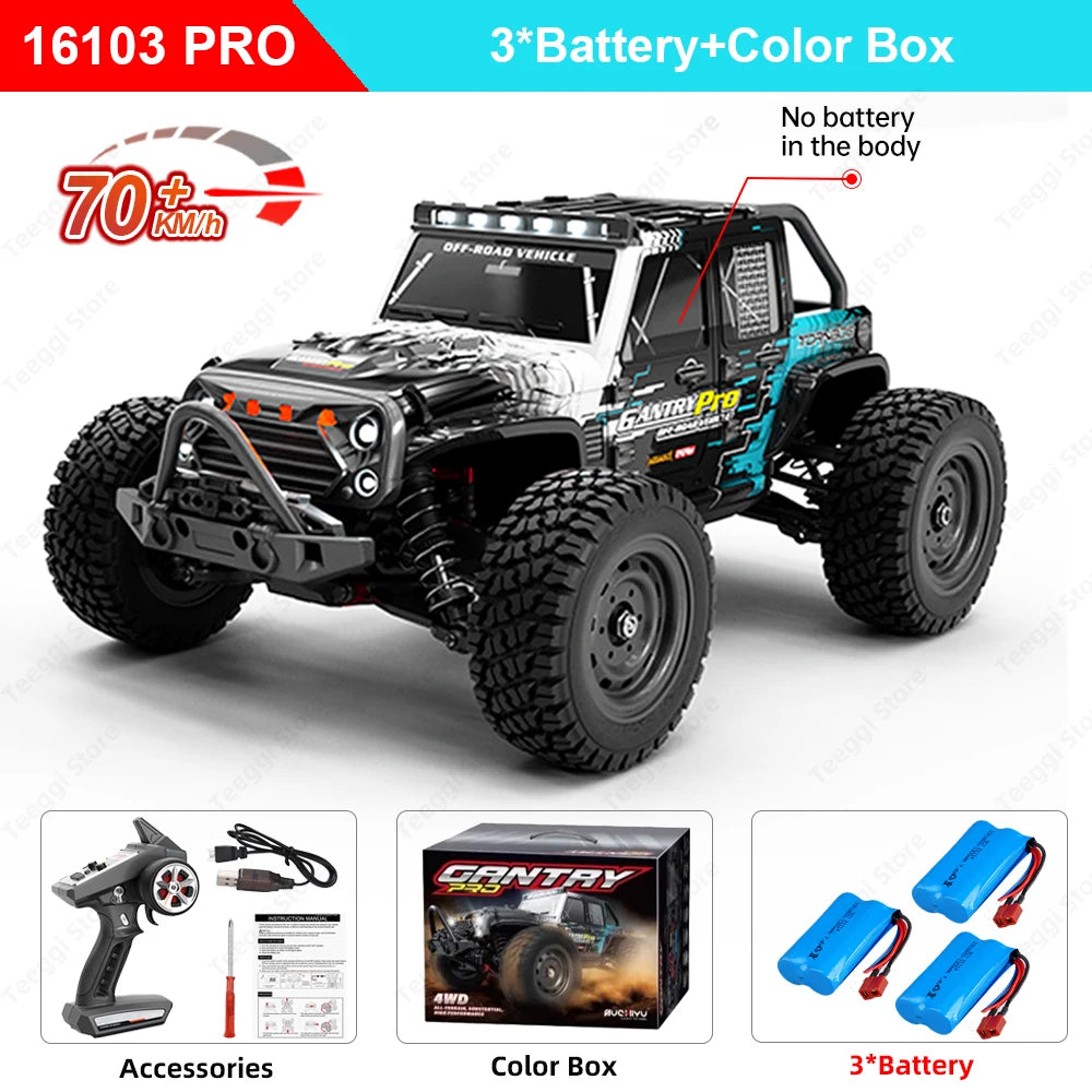 Teeggi 1:16 High-Speed RC Car - 70km/h 4WD Off-Road Drift Truck with LED Lights