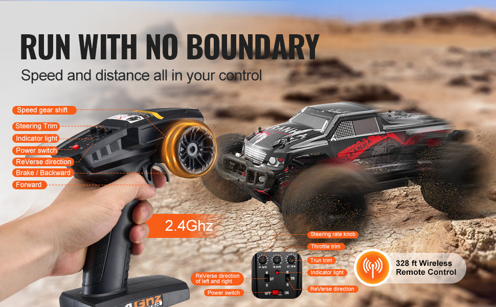 SucceBuy 1:10 Scale RC Car - 38km/h 4WD Off-Road Monster Truck with 2 Batteries